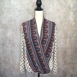 Xhilaration Multi-Colored Faux Wrap Top, size XL